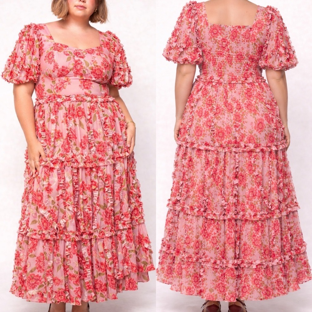 Ivy City pink floral Layla maxi dress size 24W wedding coquette feminine wedding